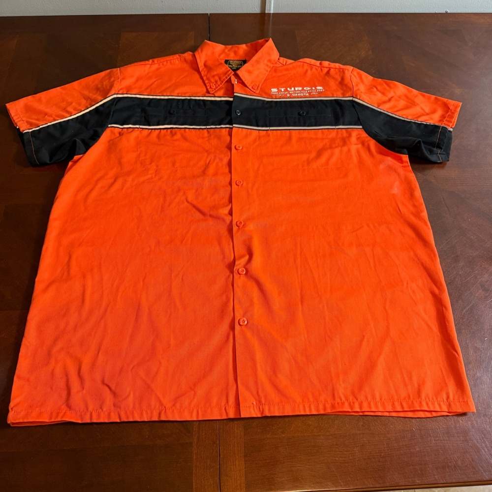 Milwaukee Leather‎ Sturgis 2023 Motorcycle Rally Shirt Orange Black Mens 2XL